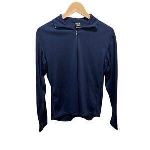 Patagonia Capilene Fleece Mens Medium 1/4 Quarter Zip Hiking Layer Navy Blue
